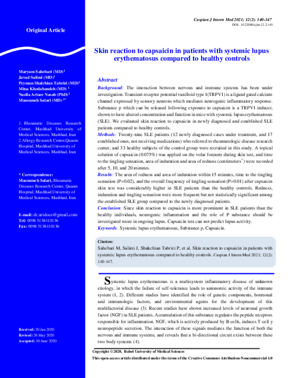 (PDF) Skin reaction to capsaicin in patients with systemic lupus ...