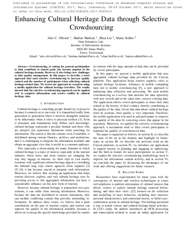 (PDF) Enhancing cultural heritage data through selective crowdsourcing