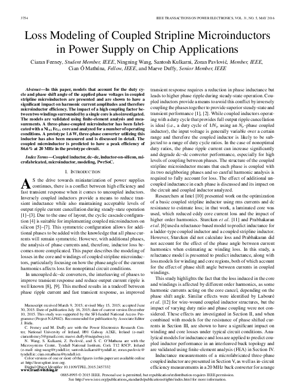 (PDF) Loss Modeling of Coupled Stripline Microinductors in Power Supply