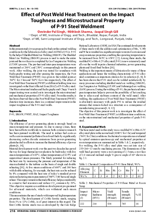(PDF) Effect of Post Weld Heat Treatment on the Impact Toughness and ...