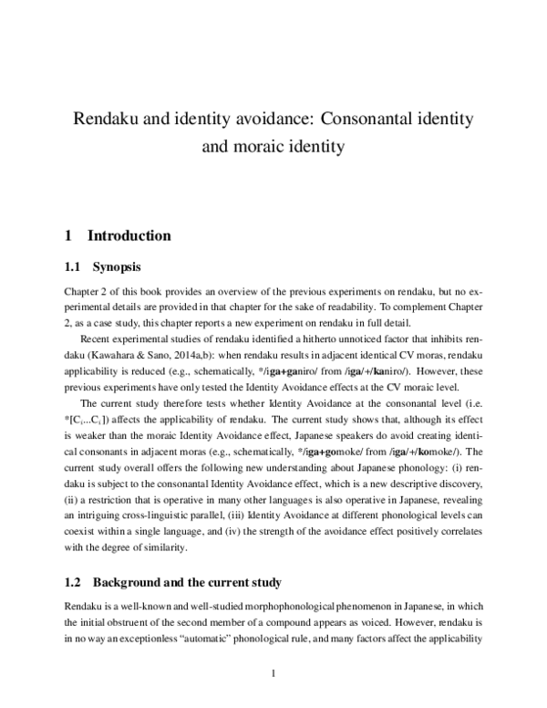 (PDF) Rendaku and Identity Avoidance