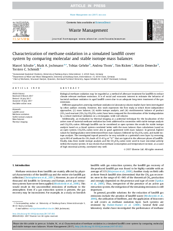 (PDF) Characterization of methane oxidation in a simulated landfill ...