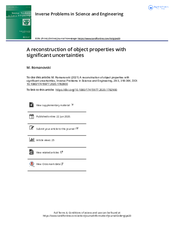 (PDF) A reconstruction of object properties with significant ...