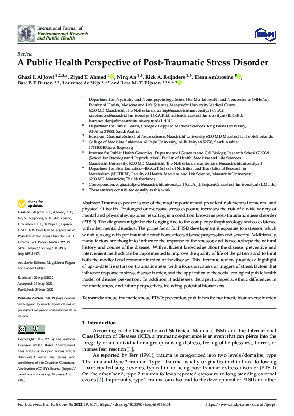 (PDF) A Public Health Perspective of Post-Traumatic Stress Disorder