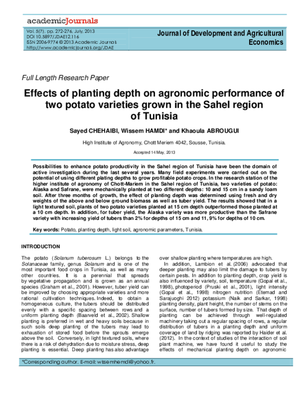 (PDF) Journal of Development and Agricultural Economics Yohannes Yona