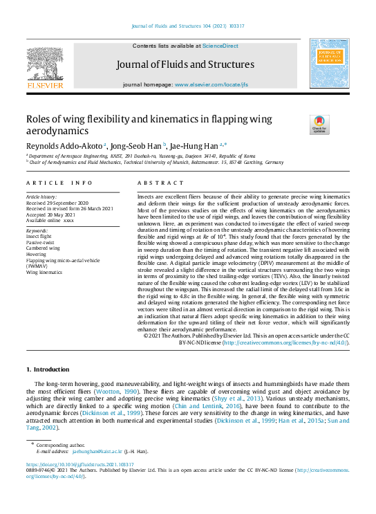 (PDF) Roles of wing flexibility and kinematics in flapping wing ...
