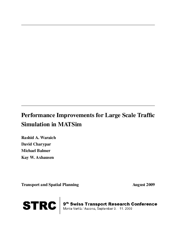 (PDF) Performance Improvements for Large-Scale Traffic Simulation in MATSim