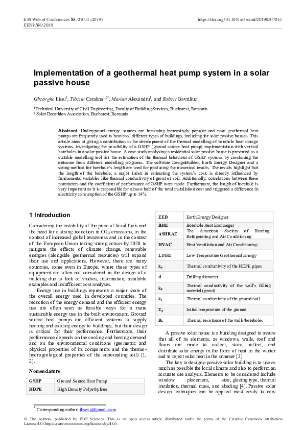 (PDF) Implementation of a geothermal heat pump system in a solar ...