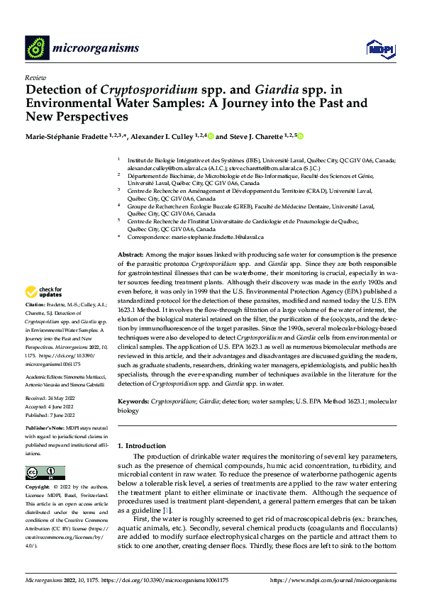 (PDF) Detection of Cryptosporidium spp. and Giardia spp. in ...