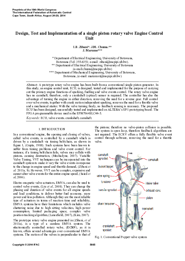 (PDF) Design, Test and Implementation of a Single Piston Rotary Valve ...