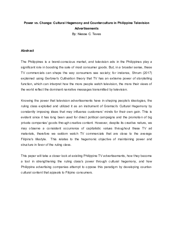 (DOC) POWER VS CHANGE Cultural Hegemony and Counterculture in ...