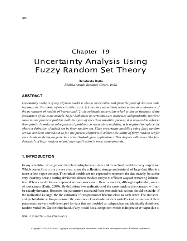 (PDF) Uncertainty Analysis Using Fuzzy Random Set Theory