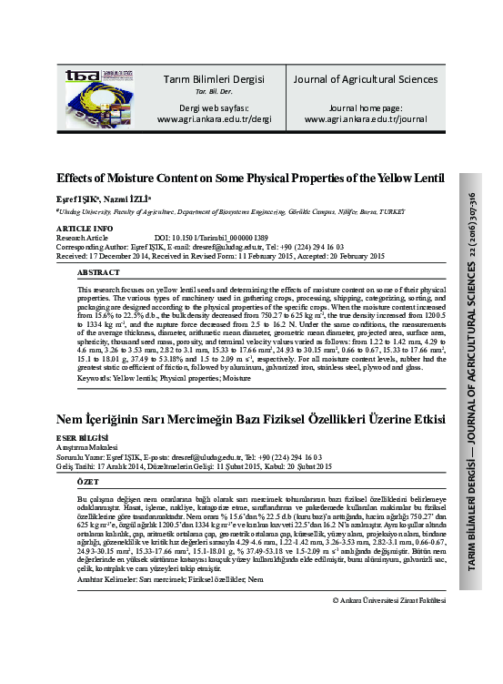 (PDF) Effects of Moisture Content on Some Physical Properties of the ...