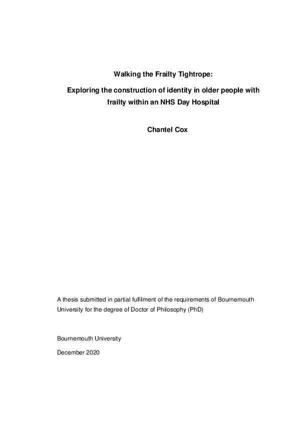 (PDF) Walking the frailty tightrope exploring the construction of