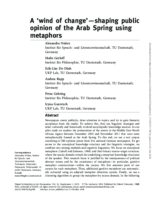 (PDF) A ‘wind of change’—shaping public opinion of the Arab Spring ...
