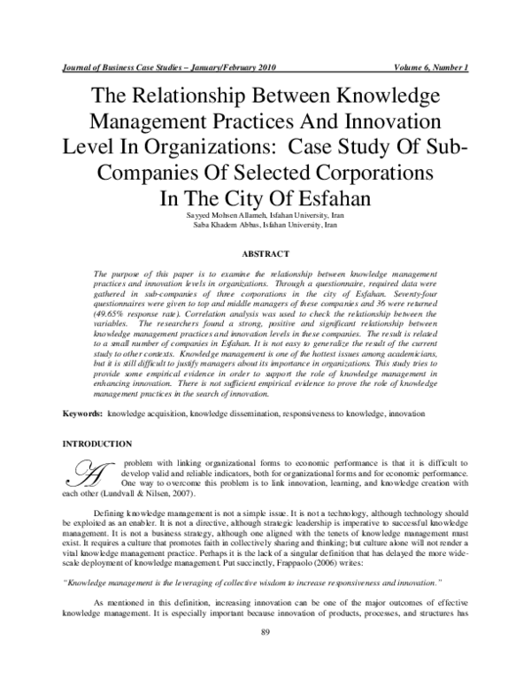 (PDF) The Relationship Between Knowledge Management Practices And ...