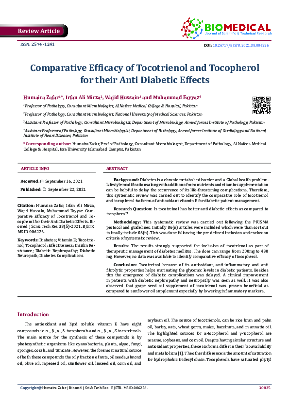 (PDF) Comparative Efficacy of Tocotrienol and Tocopherol for their Anti ...