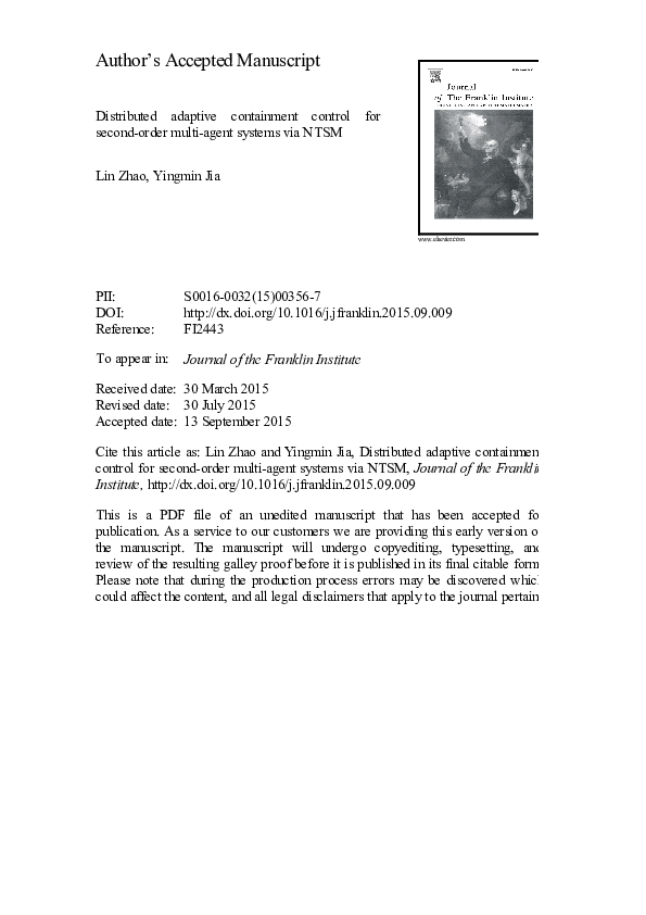 (PDF) Distributed Adaptive Containment Control for a Class of Nonlinear ...