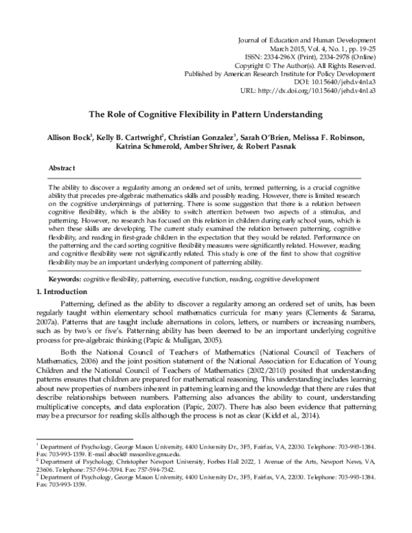 (PDF) The Role of Cognitive Flexibility in Pattern Understanding