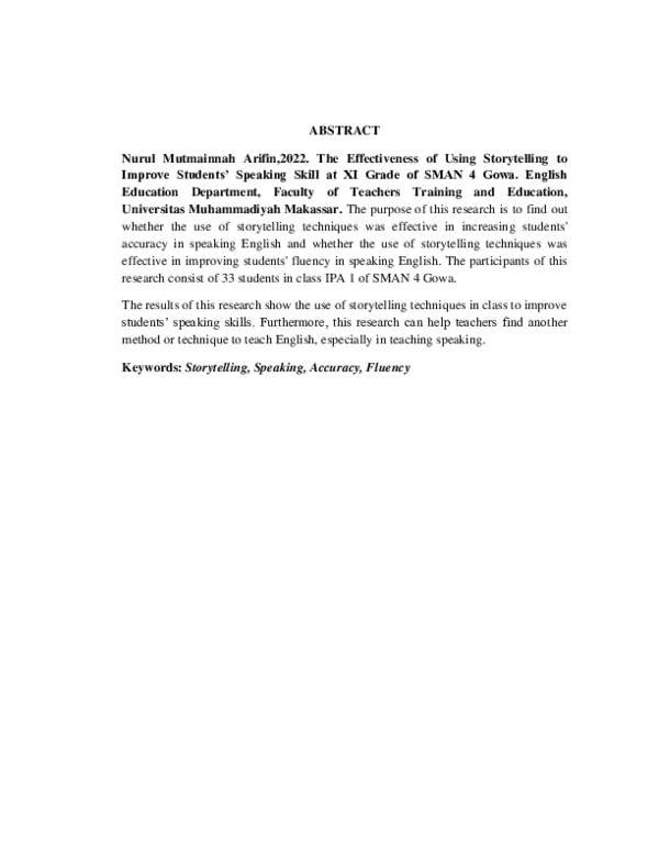(PDF) The Effectiveness of Using Storytelling to Improve Students ...