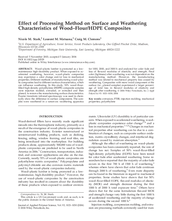 (PDF) Effect of processing method on surface and weathering ...