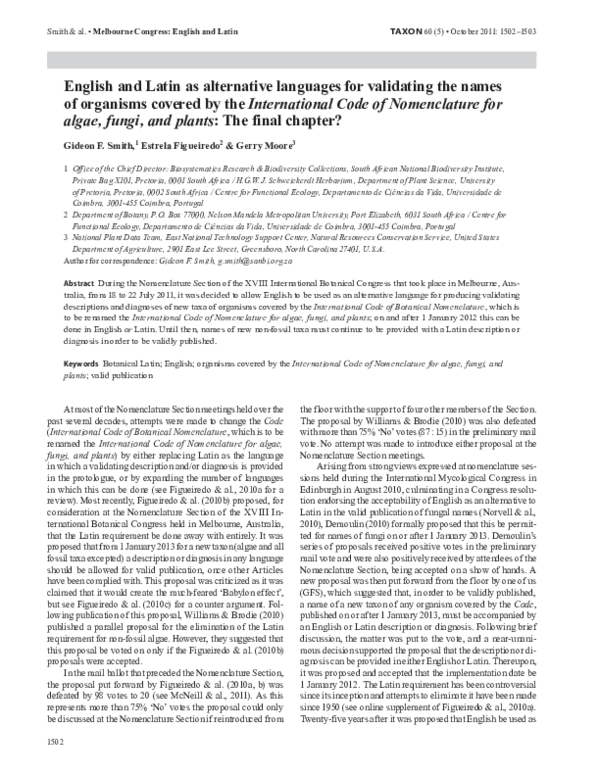 (PDF) English and Latin as alternative languages for validating the ...
