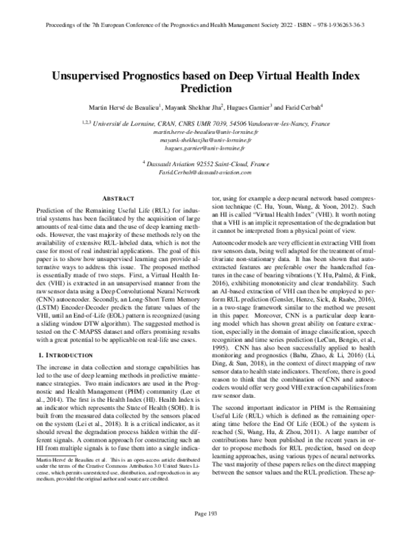 (PDF) Unsupervised Prognostics based on Deep Virtual Health Index ...