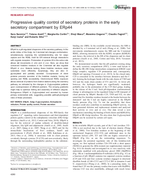 (PDF) Progressive quality control of secretory proteins in the early ...