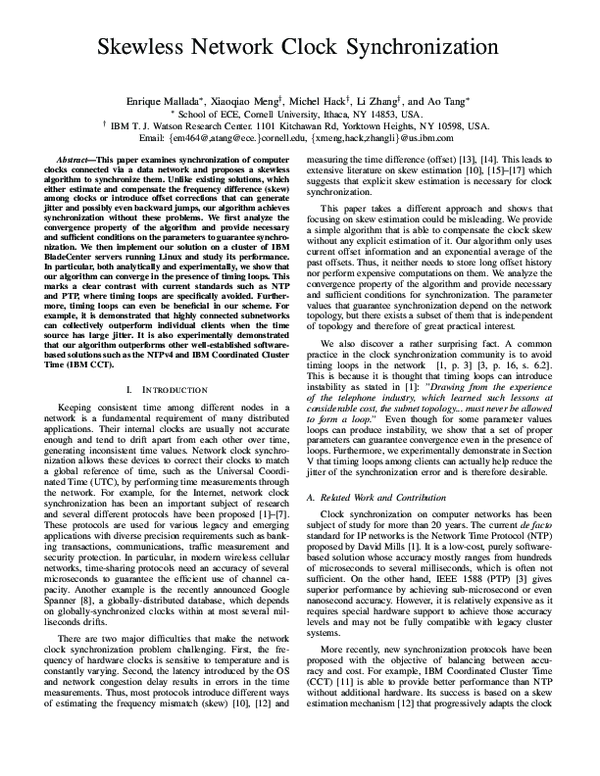 (PDF) Skewless network clock synchronization