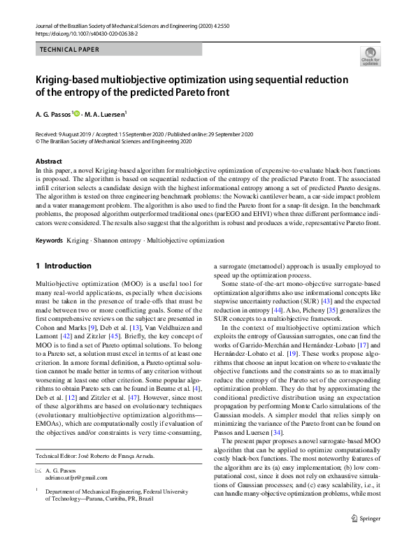 (PDF) Kriging-based multiobjective optimization using sequential ...