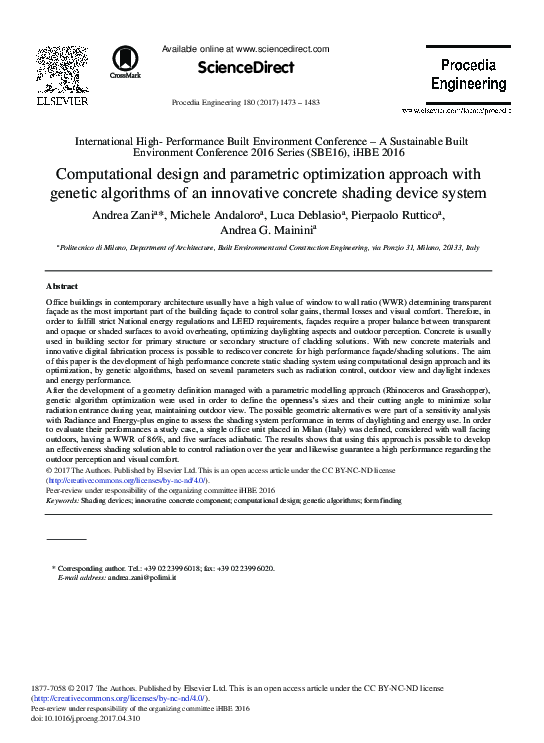 (PDF) Computational Design and Parametric Optimization Approach with ...
