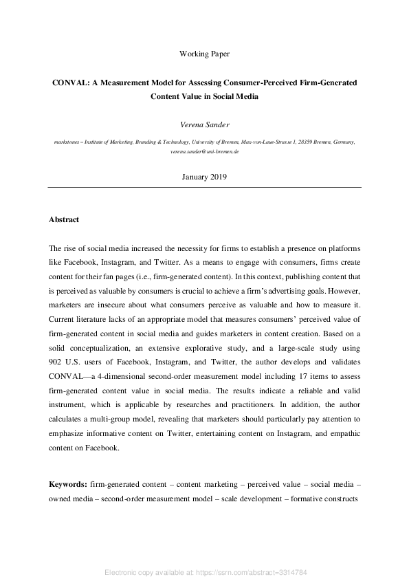 (PDF) CONVAL: A Measurement Model for Assessing Consumer-Perceived Firm ...