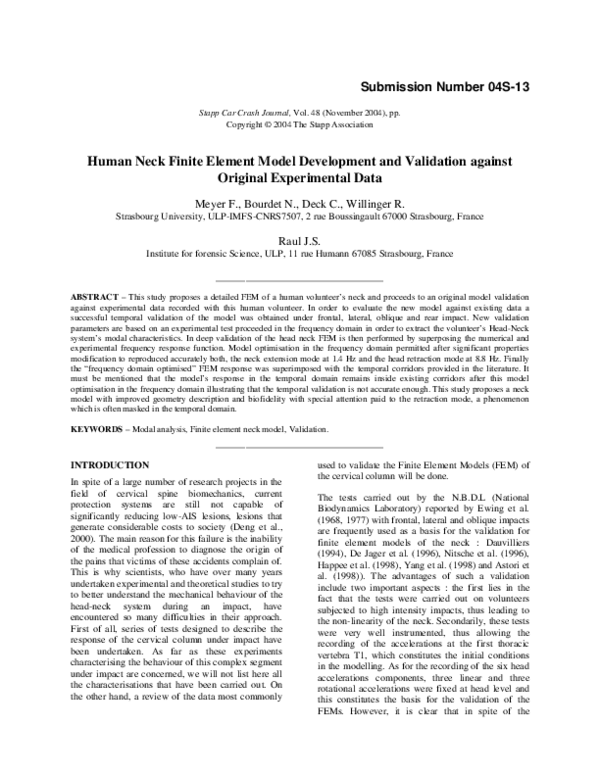 (PDF) Human Neck Finite Element Model Development and Validation ...