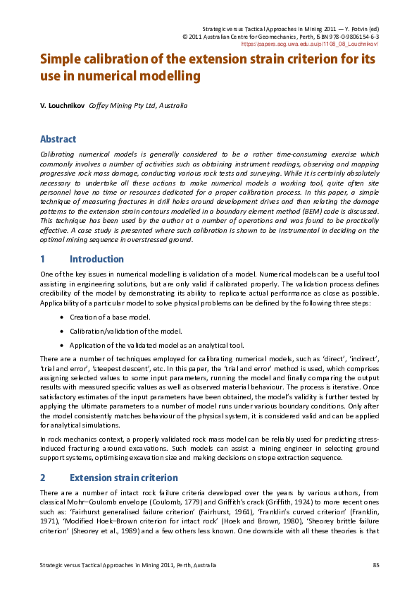(PDF) Simple calibration of the extension strain criterion for its use in numerical modelling