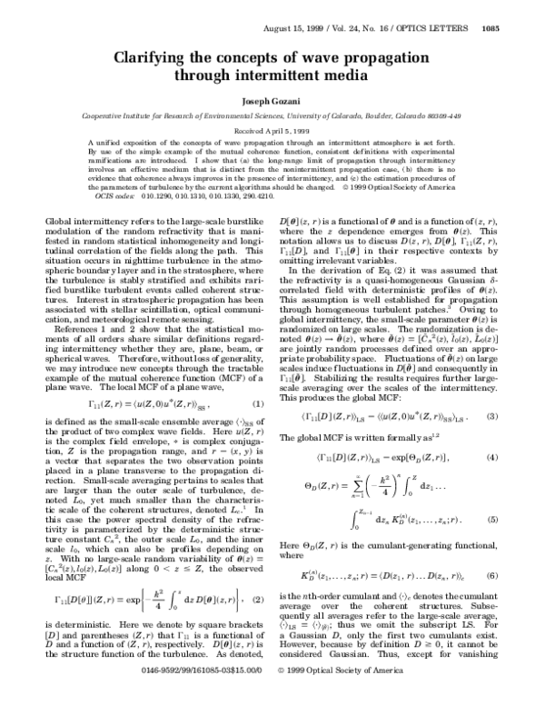 (PDF) Clarifying the concepts of wave propagation through intermittent ...