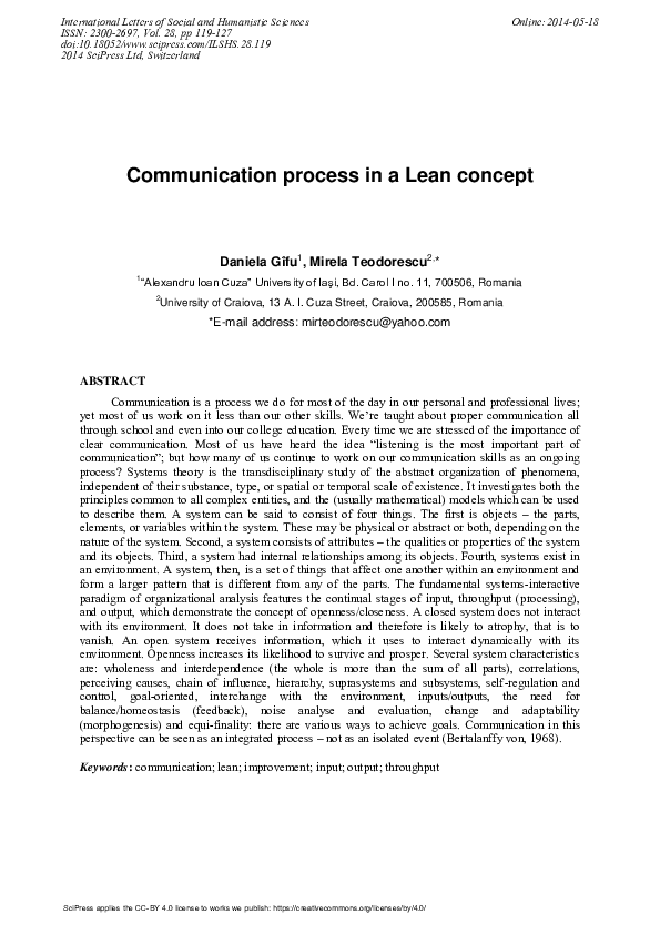 (PDF) Communication Process in a Lean Concept