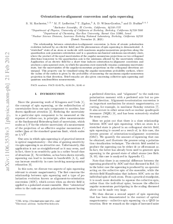 (PDF) Orientation-to-alignment conversion and spin squeezing