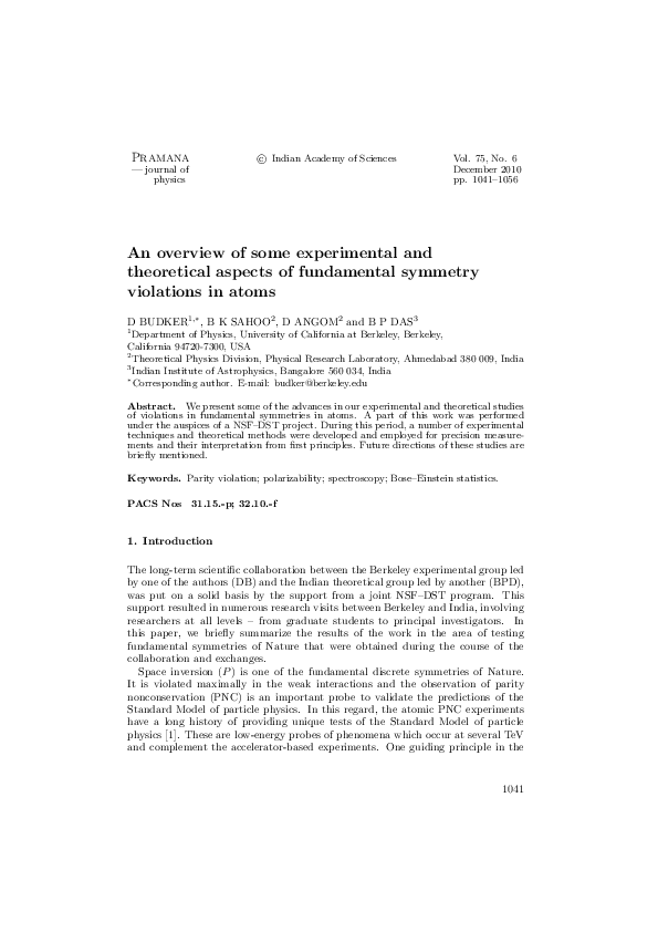 (PDF) An overview of some experimental and theoretical aspects of ...