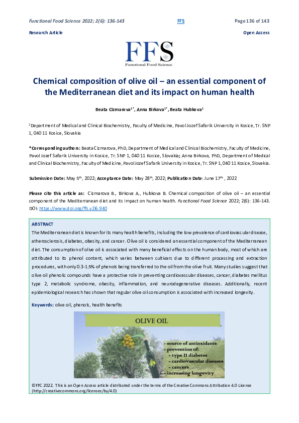 (PDF) Chemical composition of olive oil – an essential component of the ...
