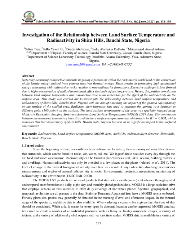 (PDF) Investigation of the Relationship between Land Surface ...