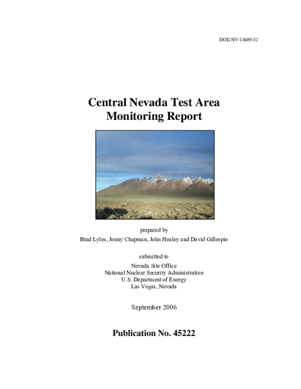 (PDF) Central Nevada Test Area Monitoring Report
