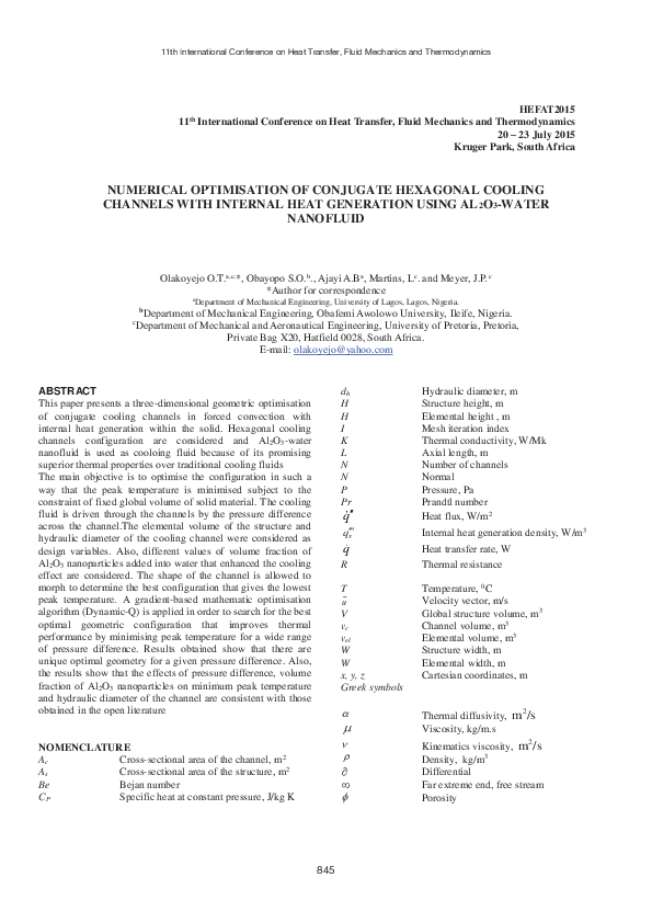 (PDF) Numerical optimisation of conjugate Hexagonal cooling channels ...