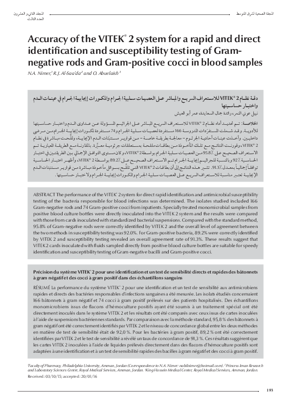 (PDF) Accuracy of the VITEK 2 system for a rapid and direct ...