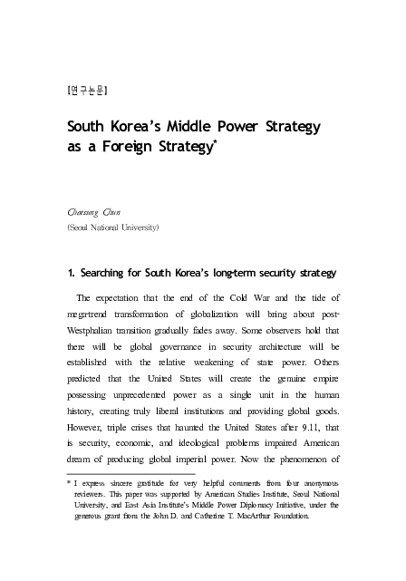 (PDF) South Korea’s Middle Power Strategy as a Foreign Strategy