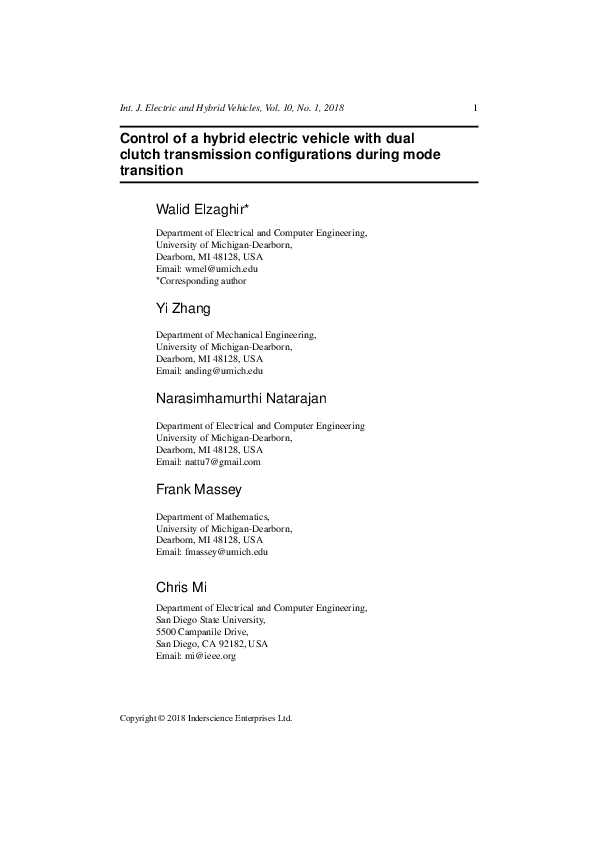 (PDF) Control of a hybrid electric vehicle with dual clutch ...