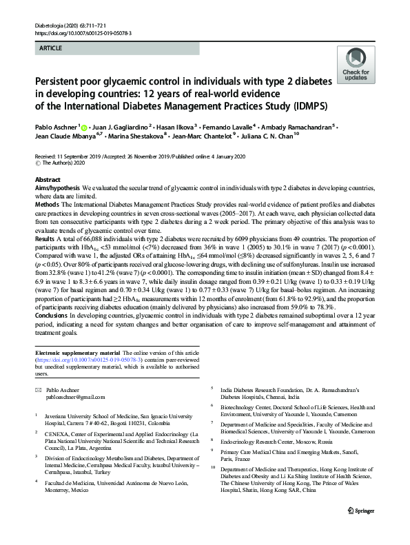 (PDF) Persistent poor glycaemic control in individuals with type 2 ...