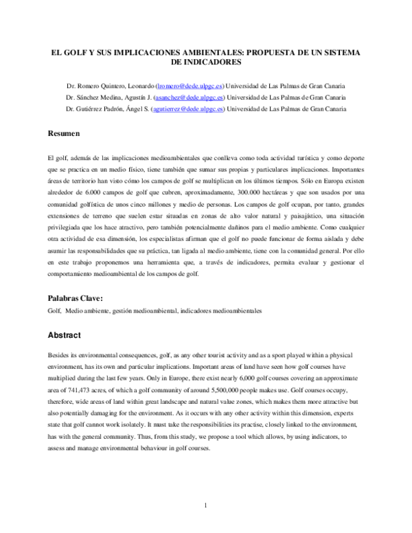 PDF El Golf Y Sus Implicaciones Ambientales Propuesta De Un Sistema