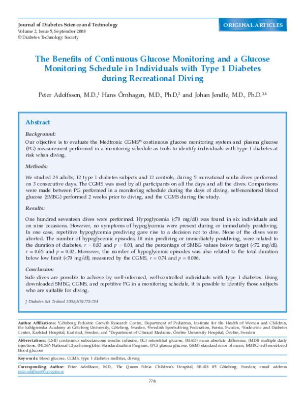 (PDF) The Benefits of Continuous Glucose Monitoring and a Glucose ...