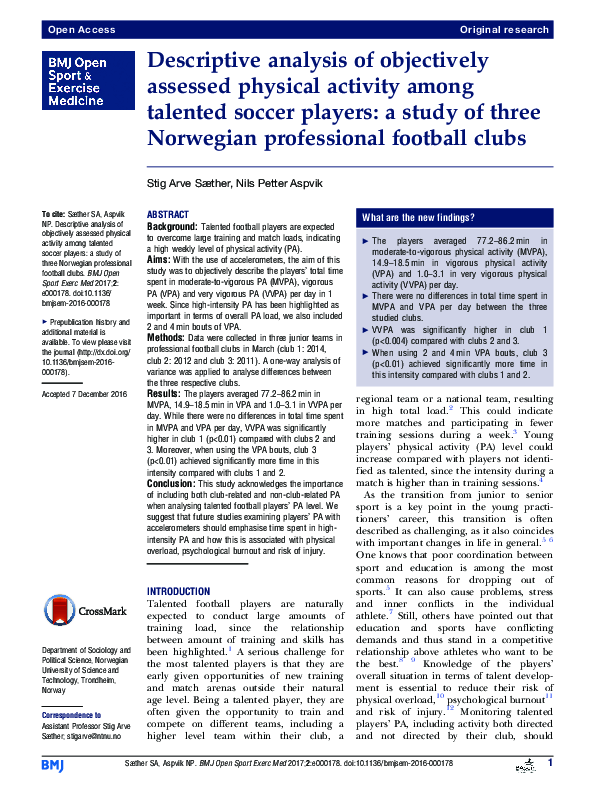(PDF) Descriptive analysis of objectively assessed physical activity ...