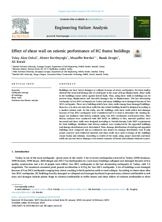 (PDF) Effect of shear wall on seismic performance of RC frame buildings